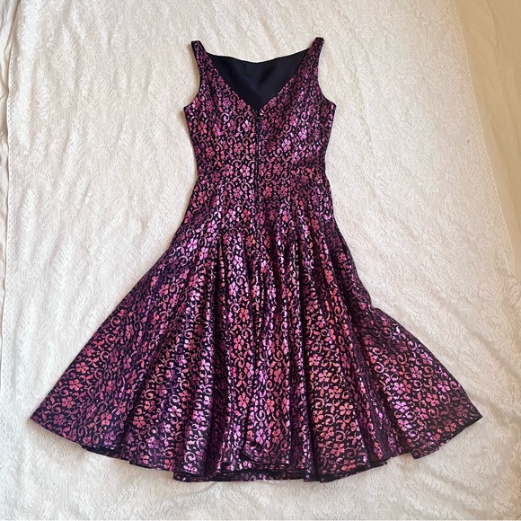 Stunning 1950s VTG Miss Jane Junior metallic lace cocktail swing dress - Picture 9 of 12